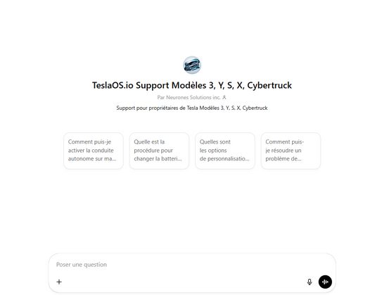 TeslaOS.io Support Modèles 3, Y, S, X, Cybertruck