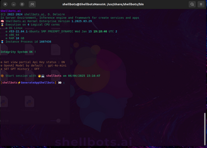 ShellbotsOS, système d'exploitation dédié à l'IA, incluant framework shellbots